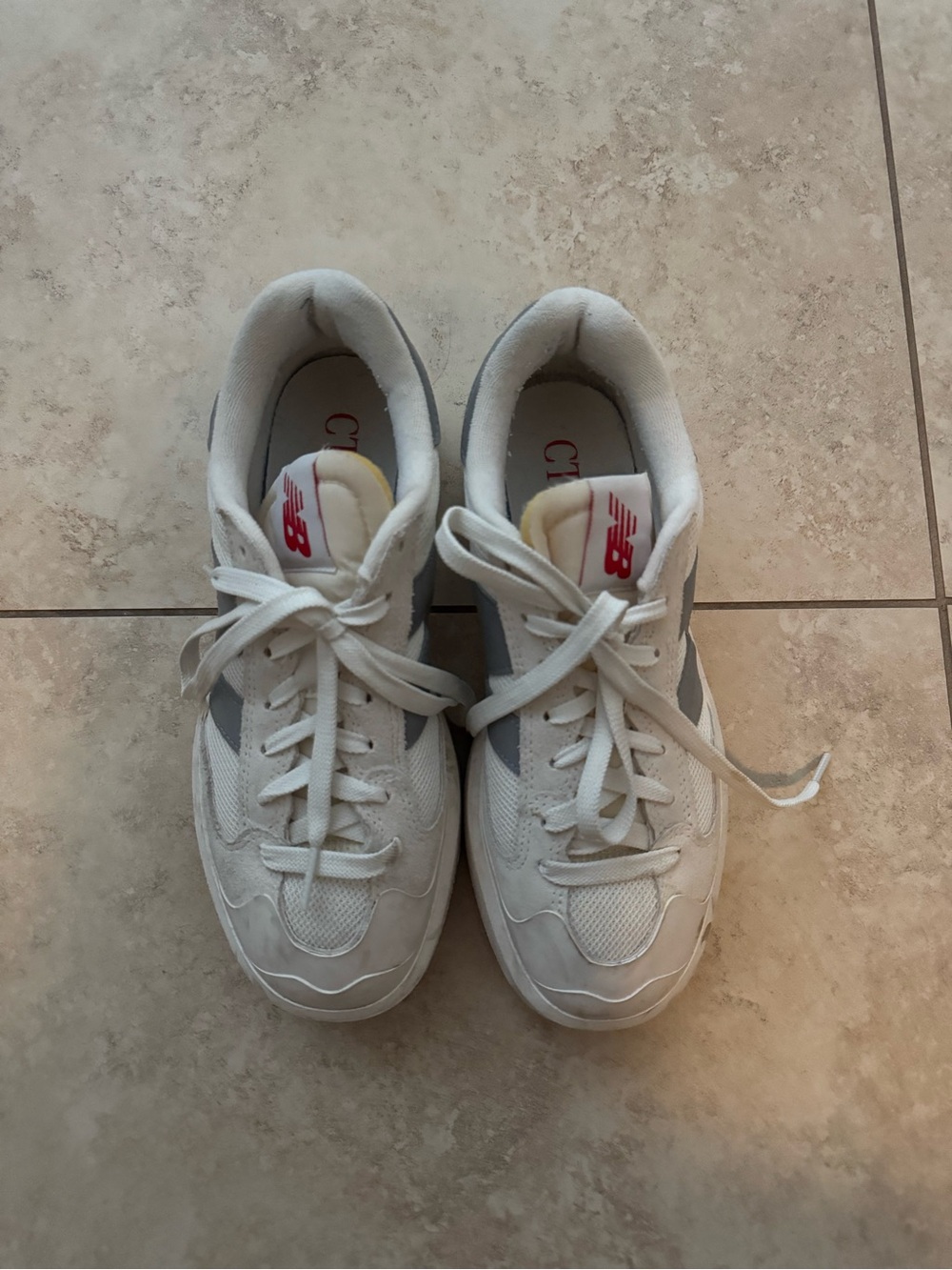 New Balance White & Gray Athletic Sneakers